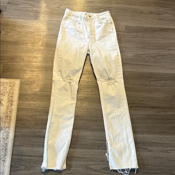 Zara Denim - Zara White Distressed Skinny Jeans